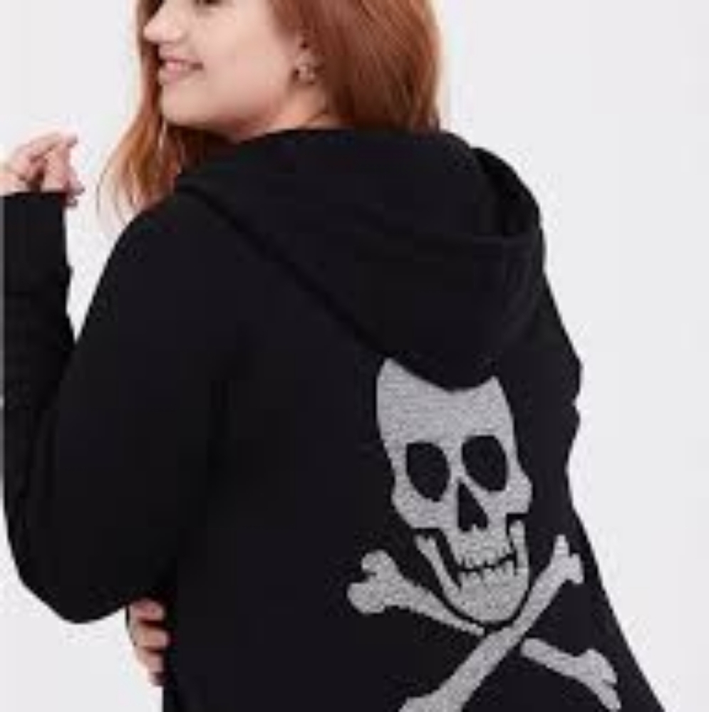 Torrid v-neck skull hoodie. Skull design is only on the back.